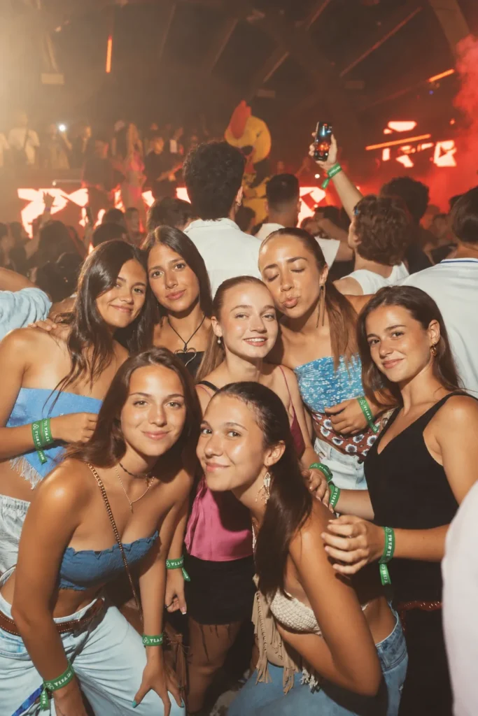 Grupo de amigas en la fiesta de reggaetón de Malta