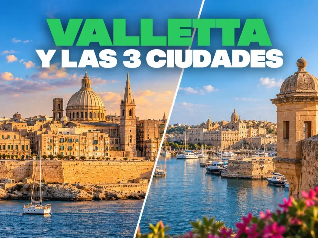 La Valeta (Valletta) y las Tres Ciudades desde el Gran Puerto de Malta