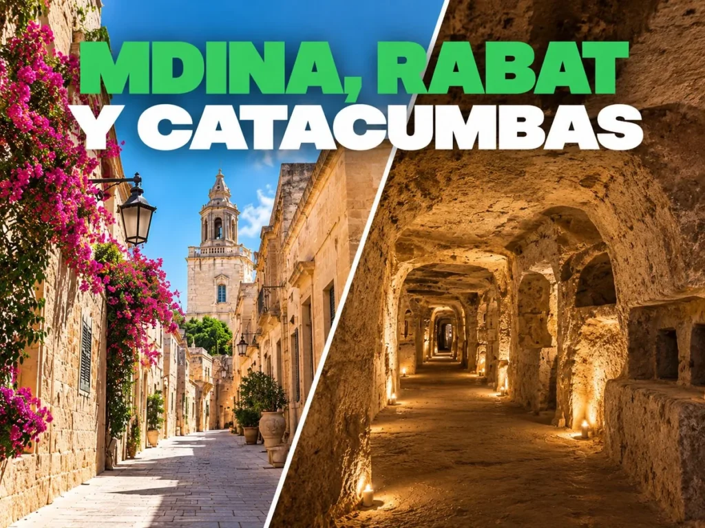 Calles de Mdina y Catacumbas de San Pablo en Rabat, Malta